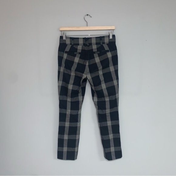 Anthropologie The Essential Slim Trousers Pants Plaid Black White Size 00 Petite - Picture 7 of 15